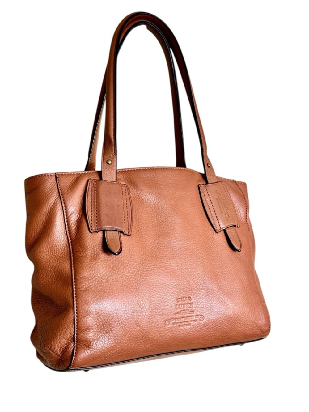 Ralph Lauren Women’s Heritage Logo
Cognac Tote Satchel Bag